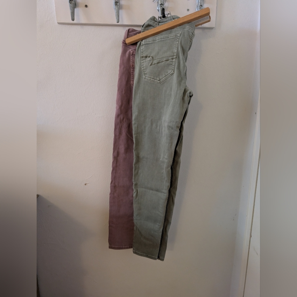 American Eagle Outfitters Skinny Jeans - Olive and Mauve Bundle